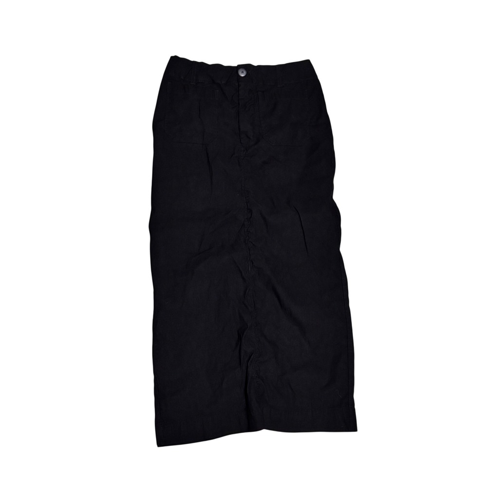 Maeve Anthropologie Midi Skirt Womens Large Black Excellent Linen Blend Utility